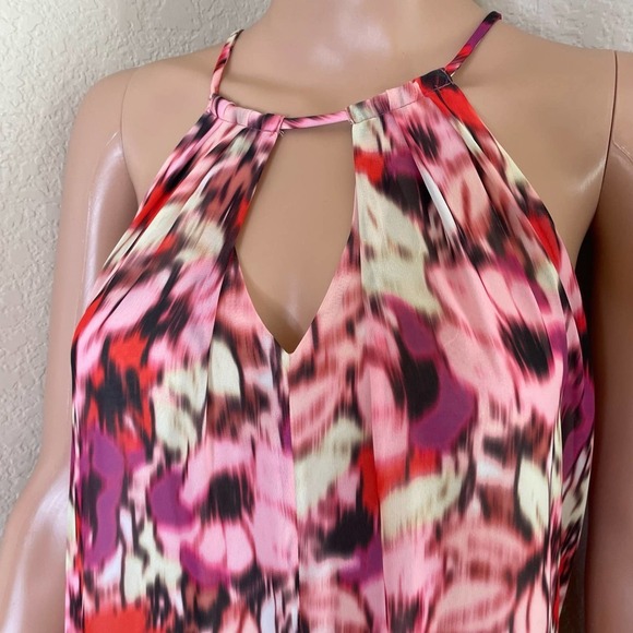Maggy London dress Watercolor Floral pink Maxi lightweight halter neckline SZ 6 - Picture 5 of 8
